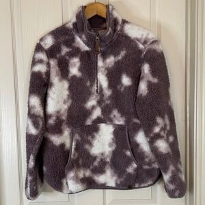 LIV Outdoor Womens Fleece Pullover Purple Tie‎ Dye Quarter Zip Cozy Jacket